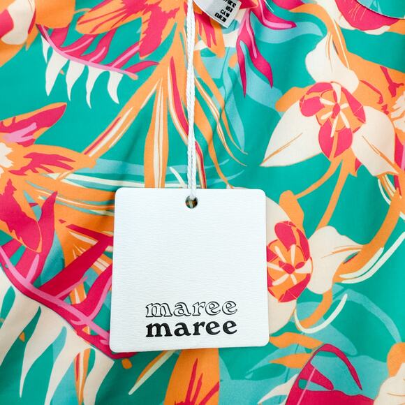 NWT Maree Maree One Shoulder Floral Print Ruffle Swimsuit US 6 Tropical Resort - Picture 5 of 7